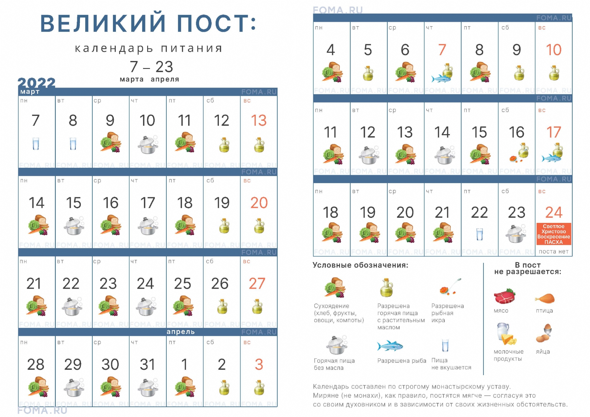меню на каждый день поста